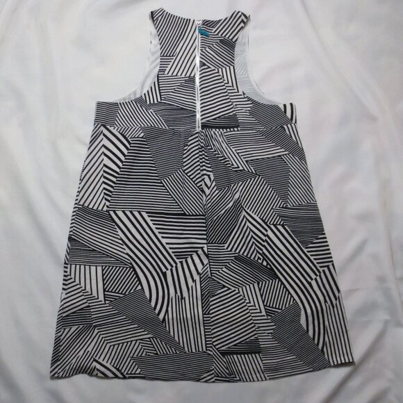 THML womens DRESS black OFF-WHITE lined ABSTRACT shift MIDI size M - Picture 8 of 10